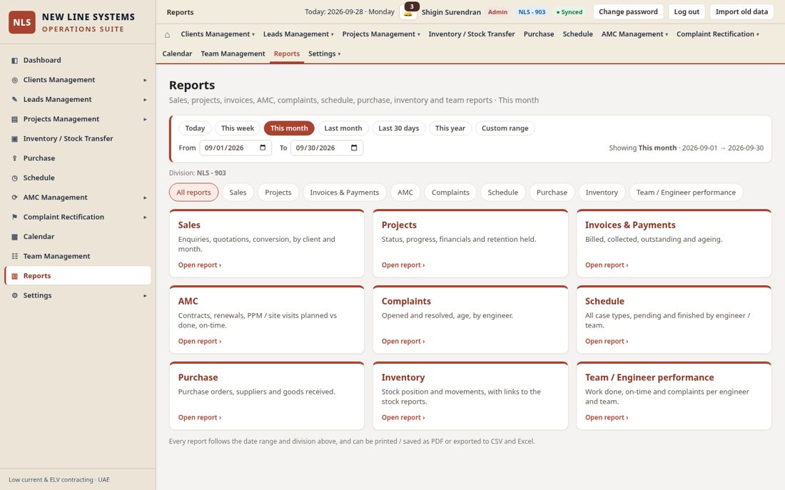 The Reports hub.